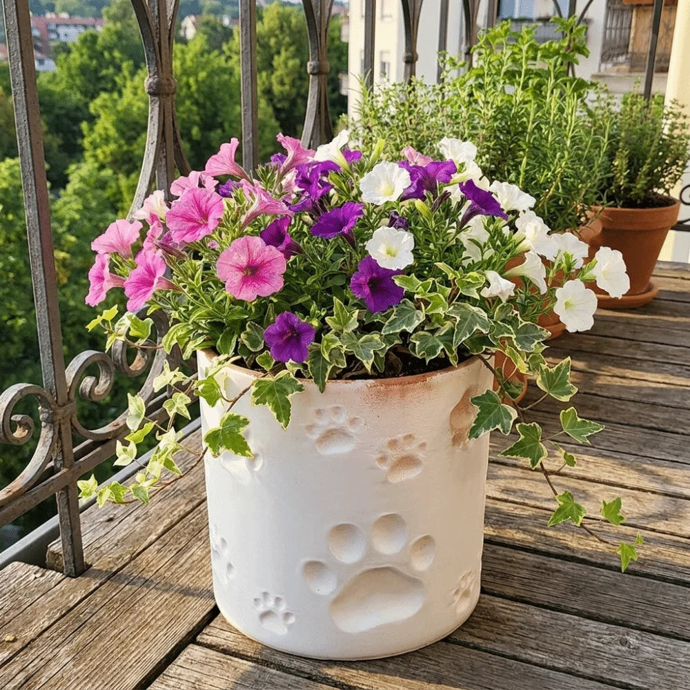 3D Printing Flower Pot Paw Print Cylinder Shape Cactus Planter Plastic Storage Box Succulent Plant Container Desktop Decor Vue