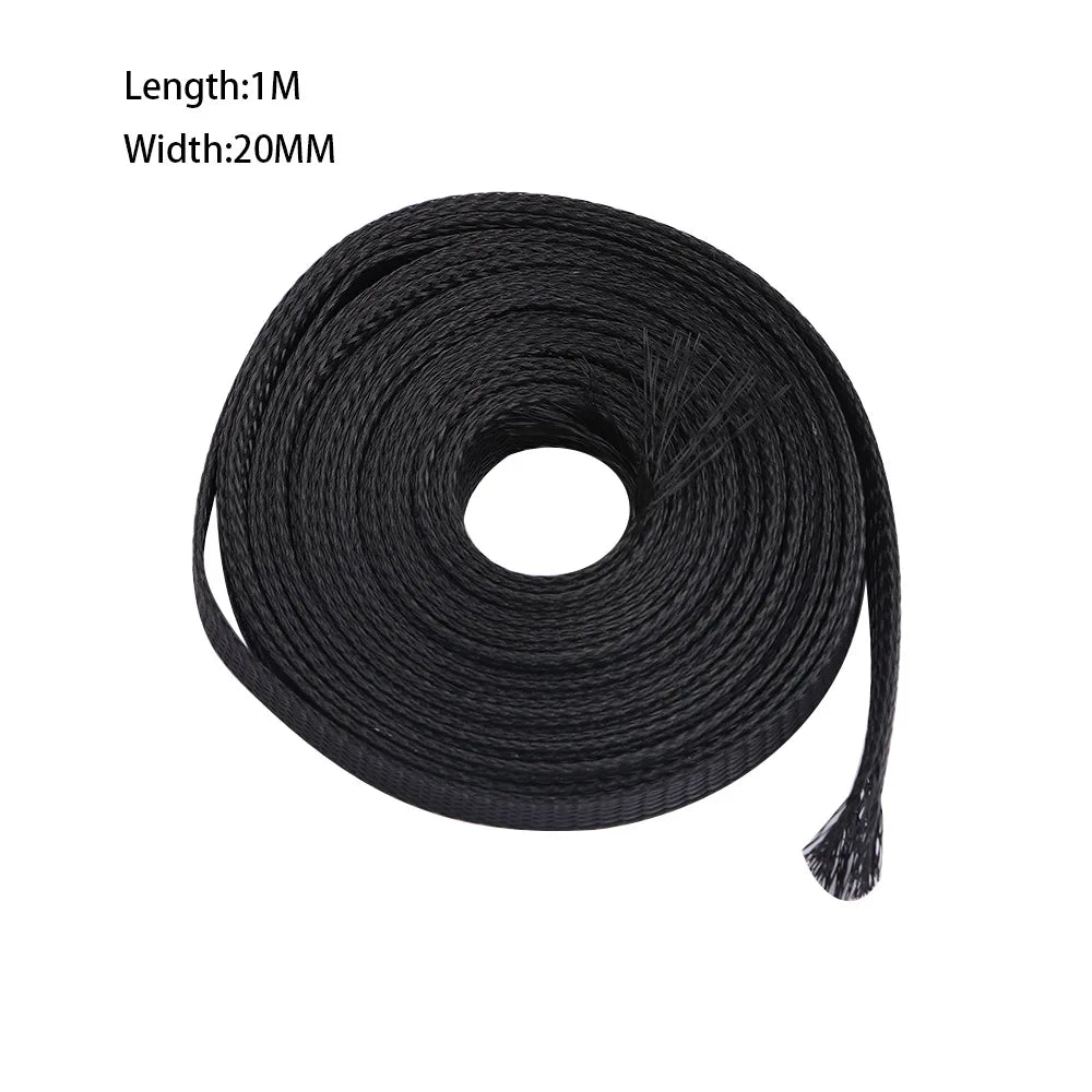 4/6/8/10/12/15/18/20/25mm Expandable Gland PET Protection Cable Insulation Wire Braid Sleeving Vue black-20MM 1M