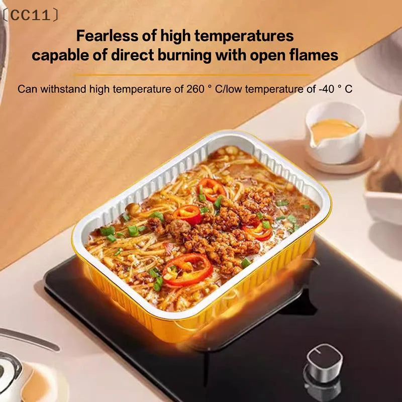 CC11Aluminum Foil Lunch Box Gold Sealed Disposable Takeaway Packaging Vue