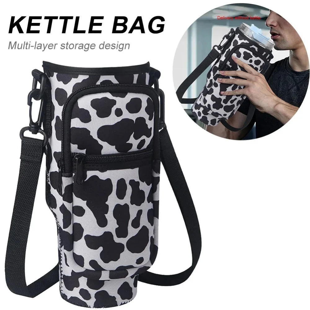 Water Bottle Carrier Bag for Stanley 40oz Tumbler with Handle Water Bottle Holder with Adjustable Shoulder Strap with Pocket Vue
