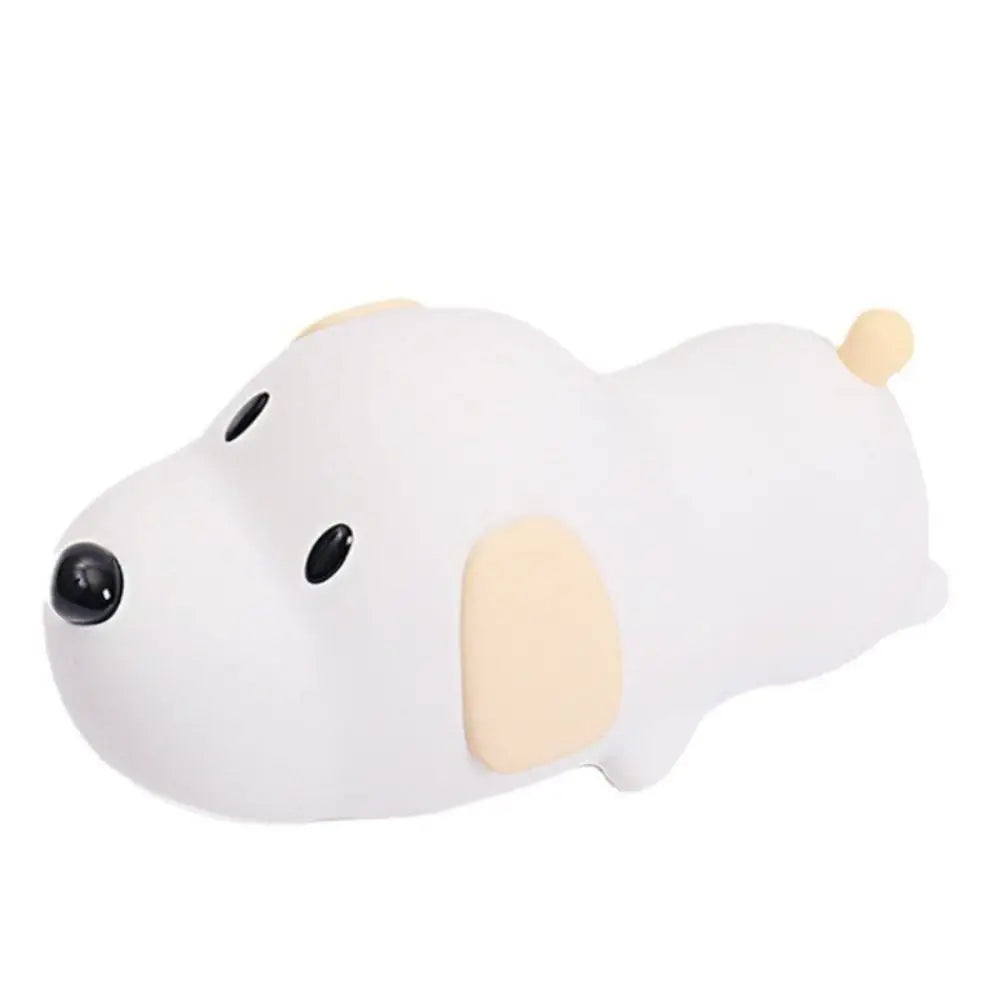 Mood Light Silicone Papa Puppy Night Lamp USB Rechargeable Dimmable Puppy Night Light Soft Cute Animal Lamp Home Vue Warm light