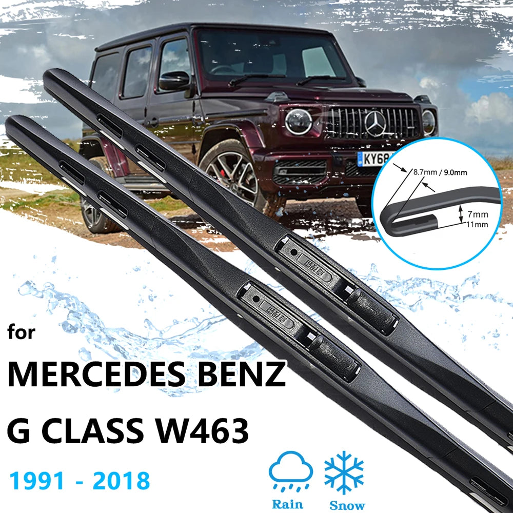 2x For Mercedes Benz G Class W463 1991~2018 Frameless Front Wiper Blades Rubber Windshield Windscreen Cleaning Auto Accessories Vue
