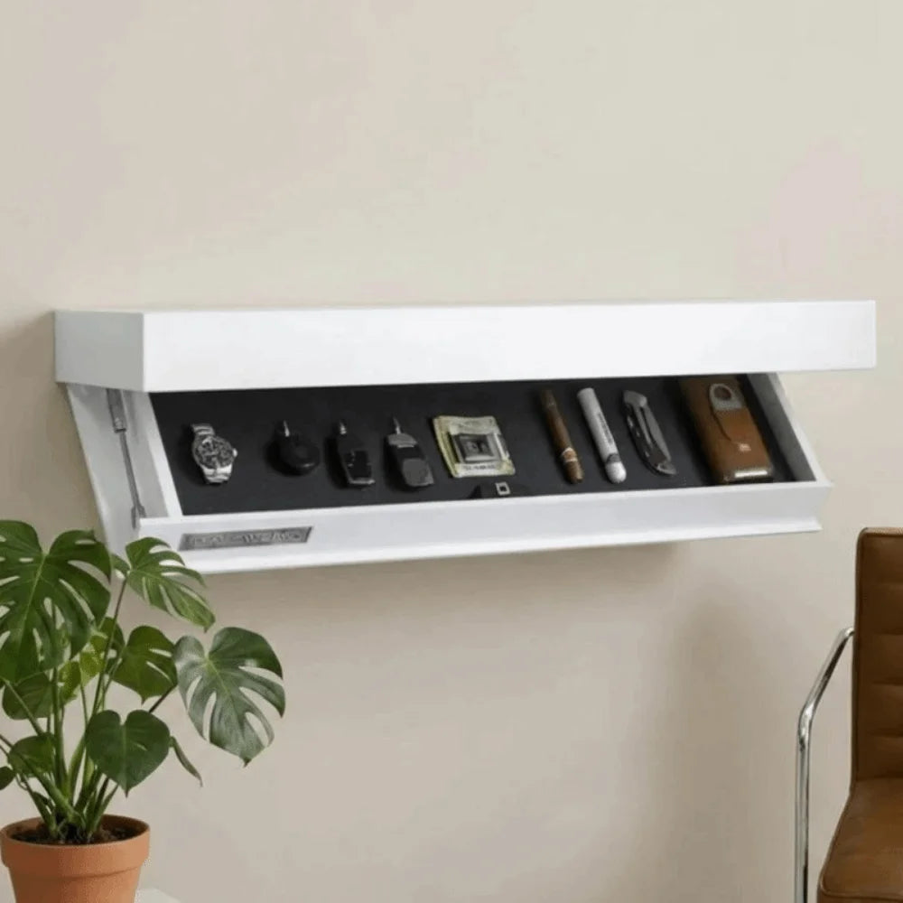 Solid Color Wooden Magic Flap Shelf Wall Mounted Space Saving Hidden Shelves with Secret Compartment Decorative Vue