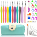 Ergonomic Handles Crochet Hooks Set Soft Handles with Storage Case Crochet Kit 2-8mm Bolded Crochet Needle Kit Crocheters Vue 11Pcs set
