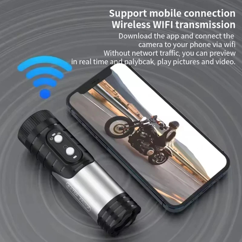 4K Full HD Wifi Portable Camera Waterproof and Anti Shake Sports Cameras Bicycle Motorcycle Helmet Cam Flashlight Camcorder Vue