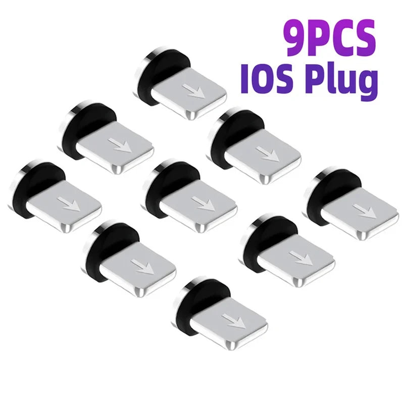 9pcs Converter Charging Cable Adapter For Mobile Phone 360 Degree Rotation Magnetic Tips Replacement Parts Easy Operate Durable Vue
