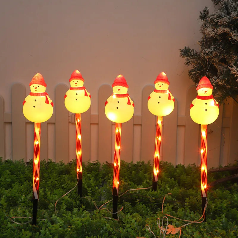 5pcs/set Outdoor Lawn Lights For Garden Christmas Snowmen Solar Plug Lights For Courtyard Holiday Decoration Xmas Decor 002 Vue Warm White 5pcs in one