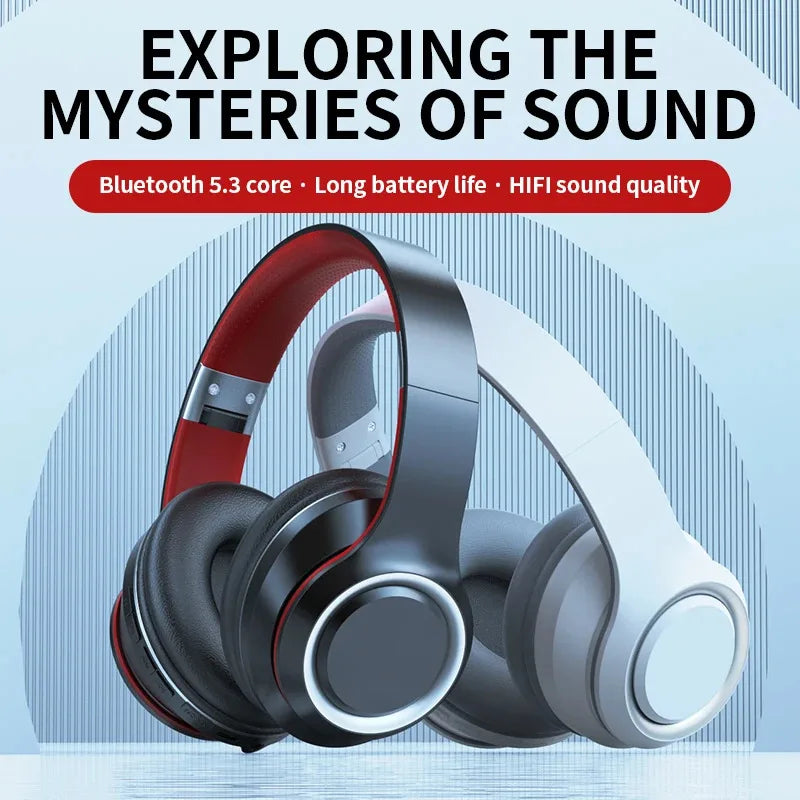 Wireless Bluetooth 5.0 Headphones – Mic, TF Card & Display Wireless Over-Ear Headphones Vue