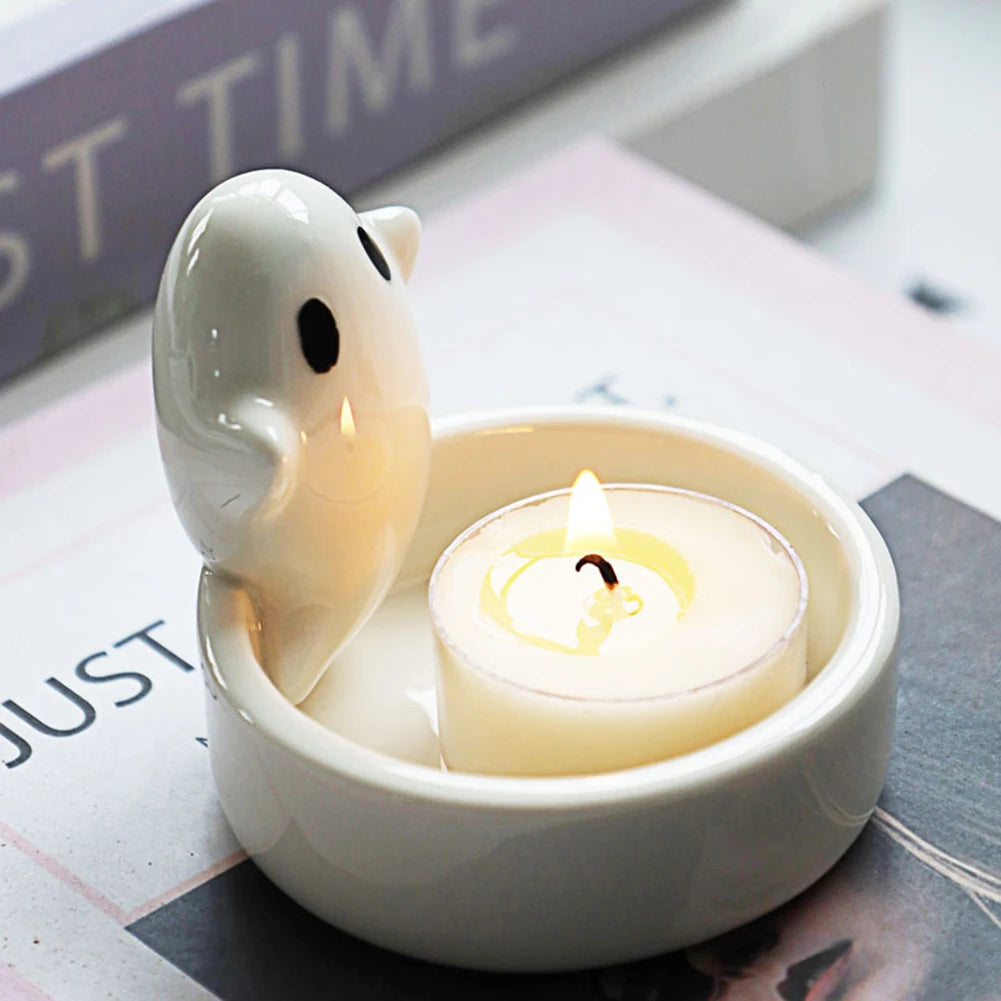 Ceramic Ghost Tealight Candle Holder | Halloween Decor Tealight Candle Holder Vue