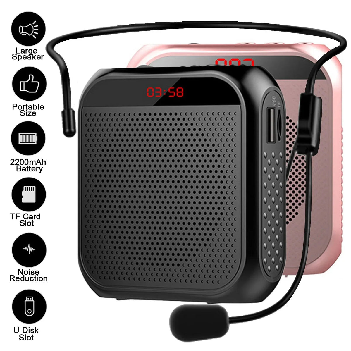 Portable Voice Amplifier Megaphone Mini Audio Speaker With Microphone Rechargeable Ultralight Loudspeaker For Teachers Vue