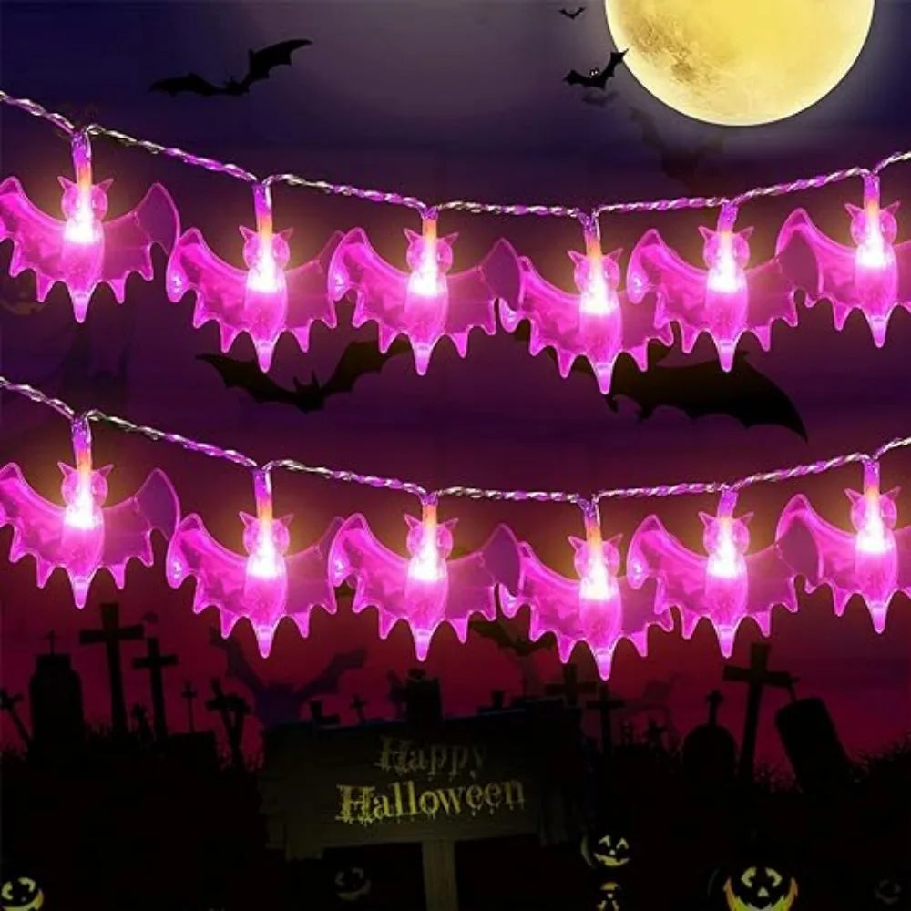 1PC Halloween Bat String Lights, Battery Powered, for Decorating the Easter Day of the Dead at Night, Parties, Gathering Room Vue