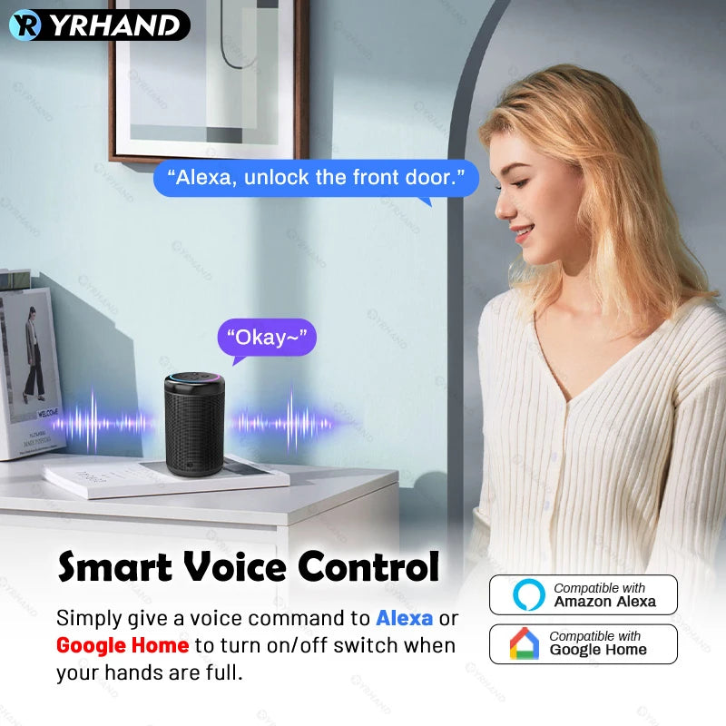 YRHAND Ttlock WiFi 3D Face Recognition Smart Fingerprint Door Lock With Camera Remote APP Real time intercom For Smart Home Vue