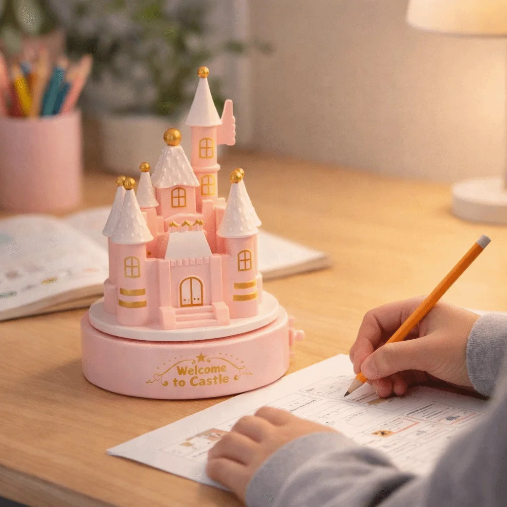 Cartoon Castle Rotating Music Box Romantic Style Exquisite Mechanical Music Box Handwork Craft Birthday Music Box Birthday Gifts Vue