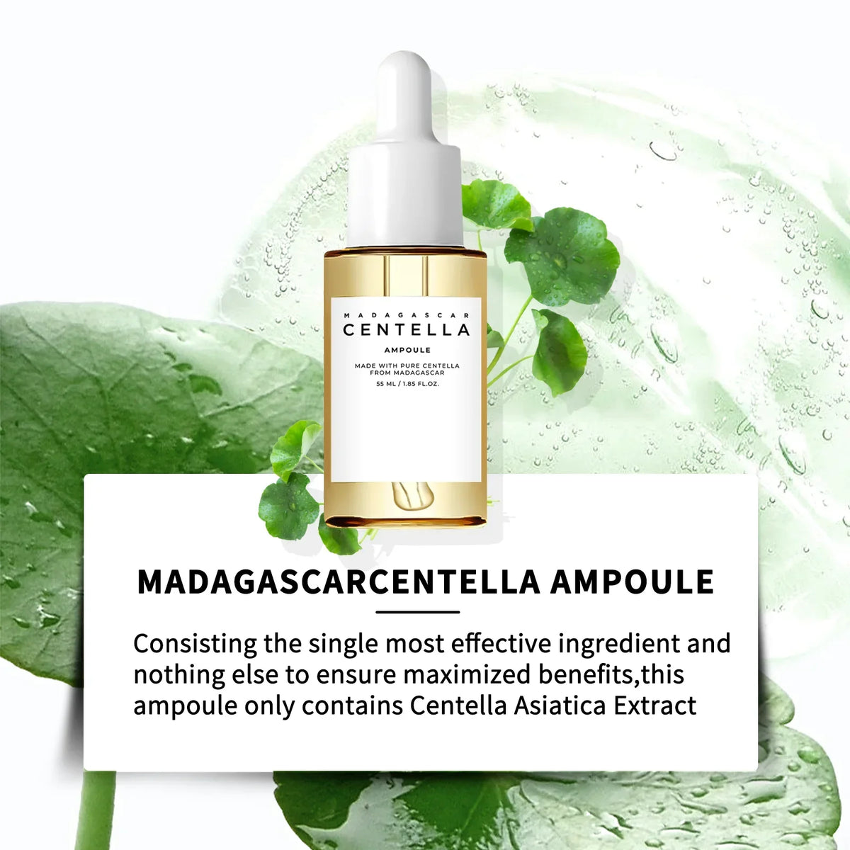 Madagascar Centella Asiatica Serum 55ml - Sensitive Skin Soothing Formula with Acne Fighting, Deep Moisturizing Benefits for Fac Vue