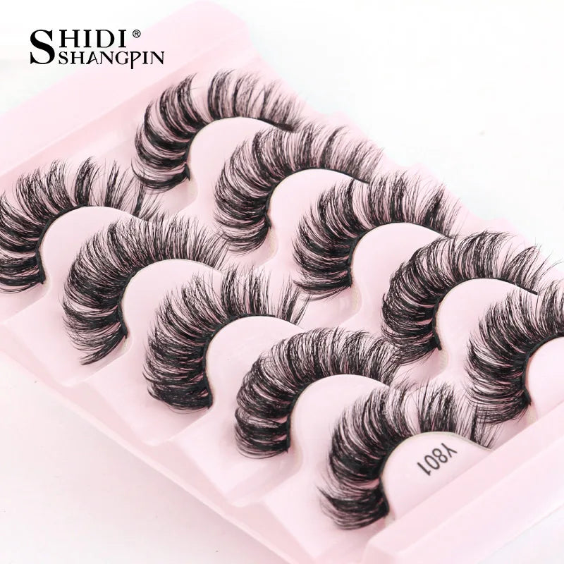 SHIDISHANGPIN 3/5/10Pairs Faux Mink Eyelashes Fluffy Natural False Eyelashes 3D Dramatic Makeup Eyelash Reusable Handmade Lashes Vue