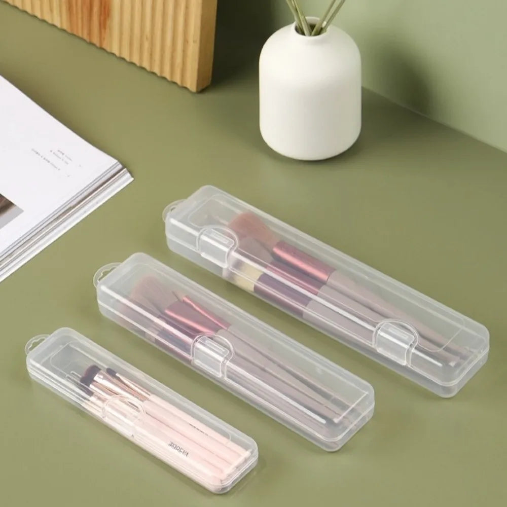 3 pcs Dustproof Lid Makeup Brush Organizer Reusable Portable Cosmetics Storage Box With Exhaust Vent Clear Storage Case Vue