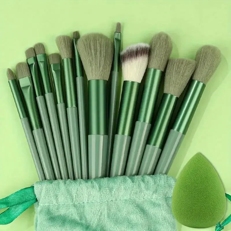 Makeup Brush Set Soft Fluffy Professiona Cosmetic Foundation Powder Eyeshadow Kabuki Blending Make Up Brush Beauty Tool Makeup Vue 13pcs green egg