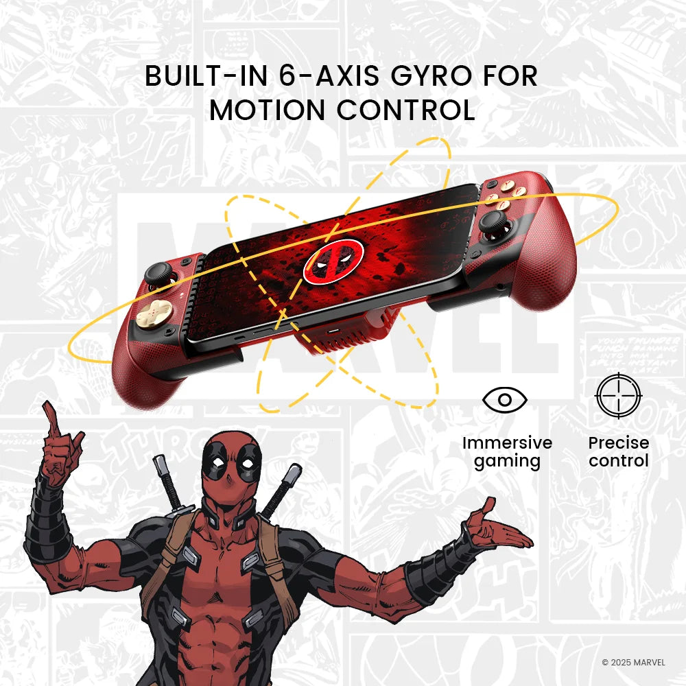 GameSir X3 Pro Deadpool Edition for iPhone 16/15 Series Android Phone Marvel Licensed Mobile Gamepad with Integrated Cooler Vue