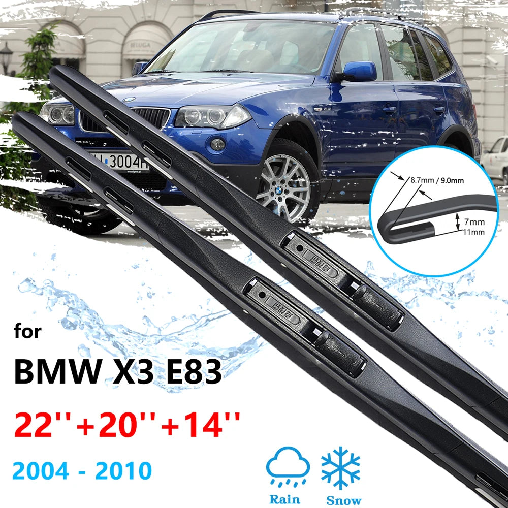 BMW X3 E83 2004–2010 Frameless Front & Rear Wiper Blade Set Car Wiper Blade Set Vue