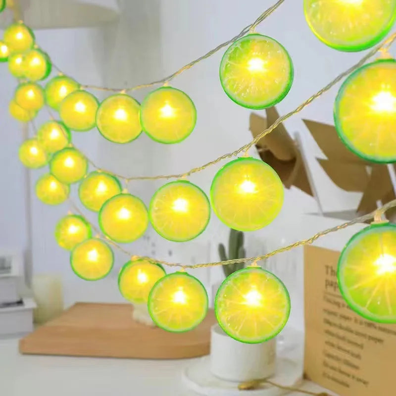 Party 10M 80LED Rome Decoration Lemon String Lights Indoor Party Atmosphere Christmas Battery USB Fairy Lights Curtains 559 Vue green 3M 20LED Battery