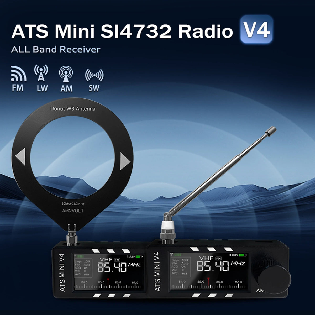 Full-Band DSP Radio with Headphone Amplifier LSB USB Transistor Pocket Radios Si4732 DSP Radio for Walking Hiking Camping Vue