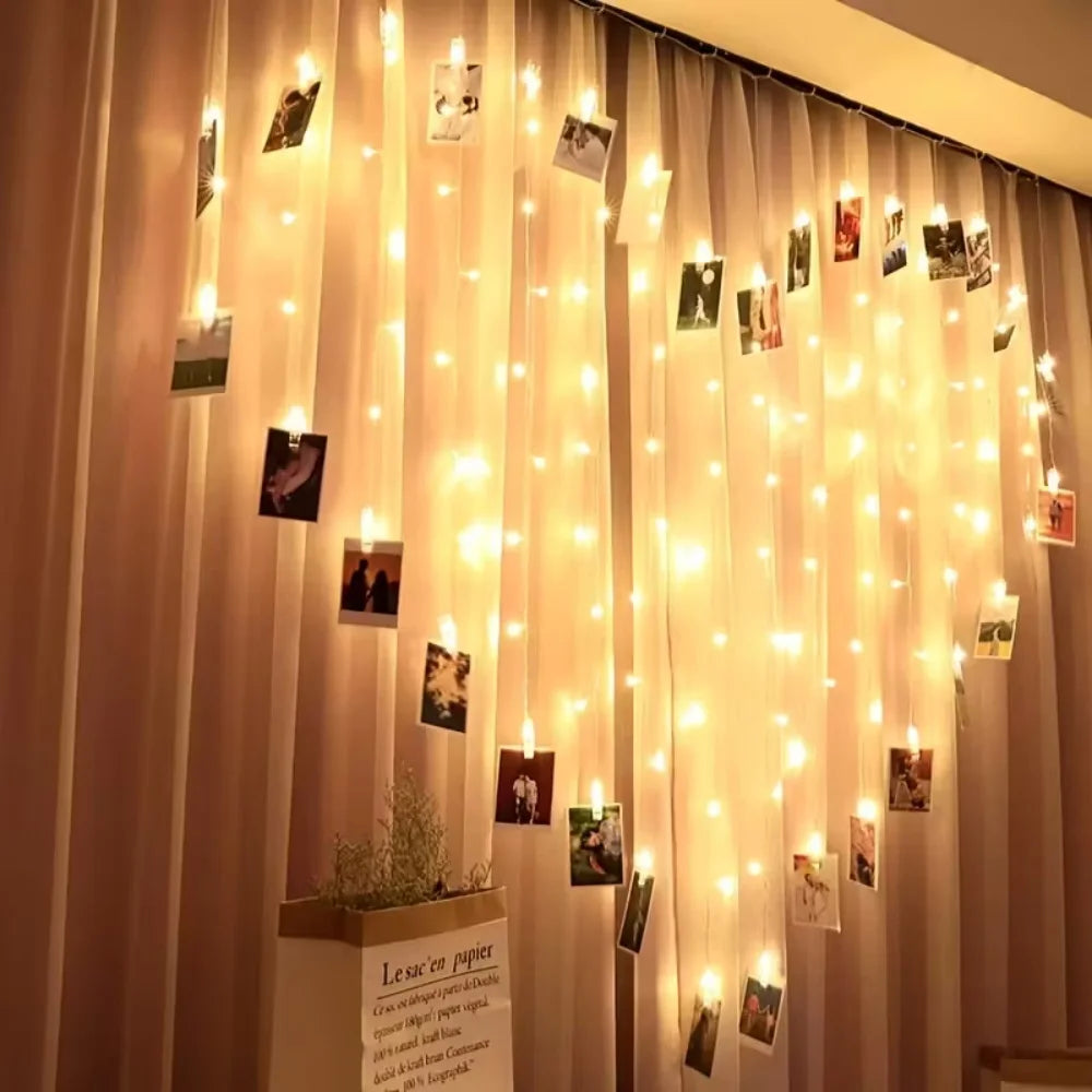 1PC 1.5M/3M Battery Powered Photo Clip Indoor Light String, Used for Commemorative Days, Festivals, Picture Display, Party Vue