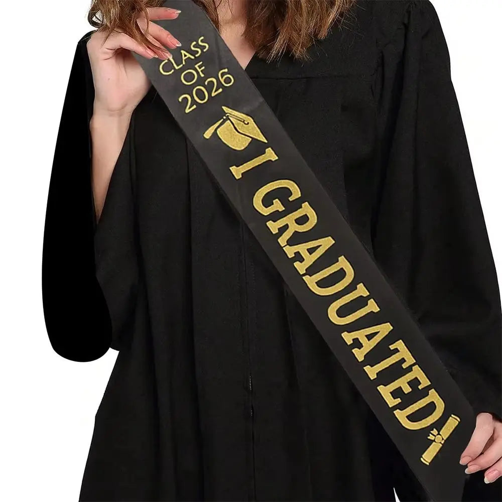 Class 2026 Graduation Stole Sash I Graduated Happy Gown Scarf Solid Vue