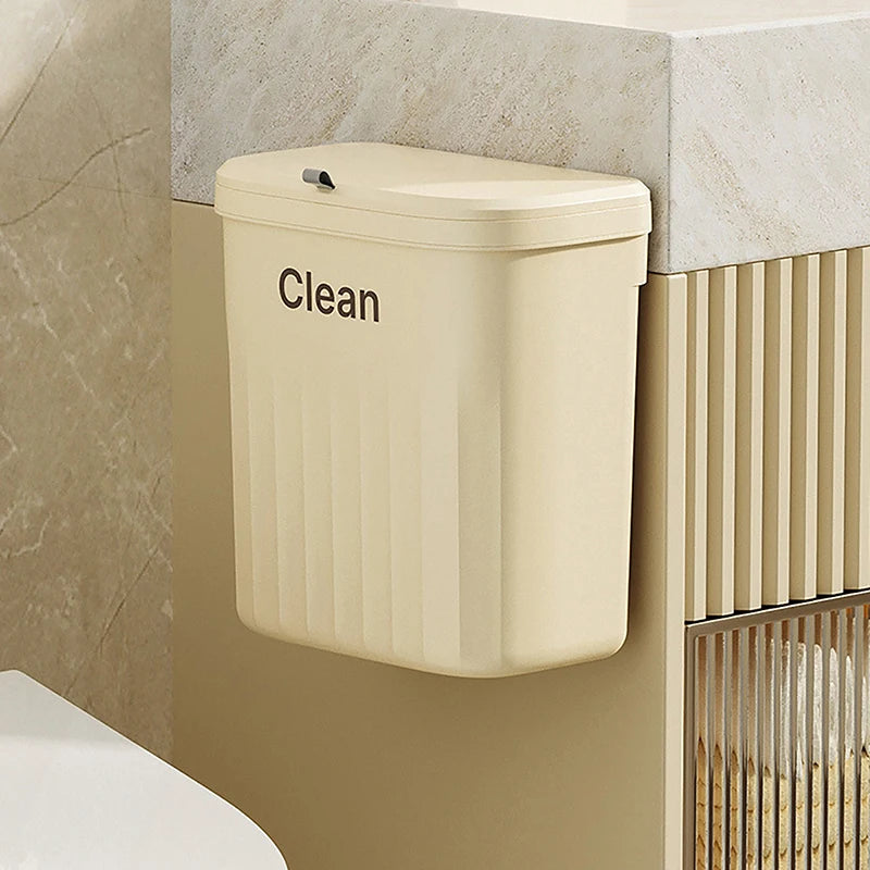 8.5/12L Kitchen Trash Can Wall Mounted Hanging Trash Bin With Lid Garbage Can For Cabinet Under Sink Waste Garbage Compost Bin Vue