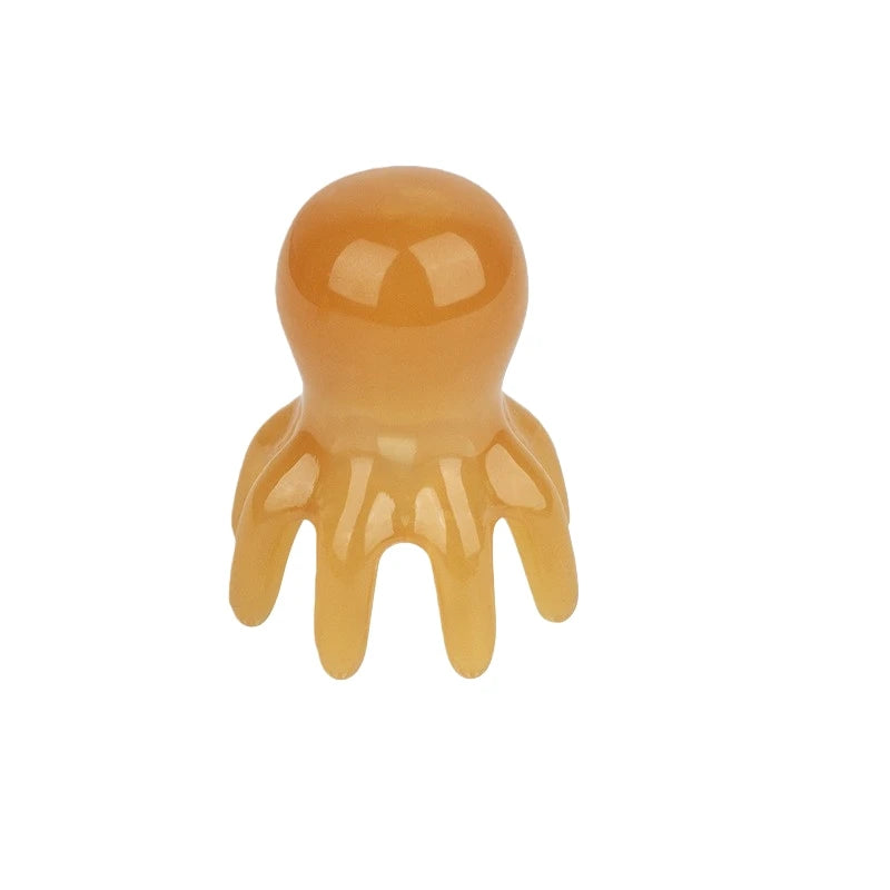 Octopus Head Massager Comb Head Meridian Manual Acupressure Tool Portable Spa Gua Sha Massage Comb Vue Brown