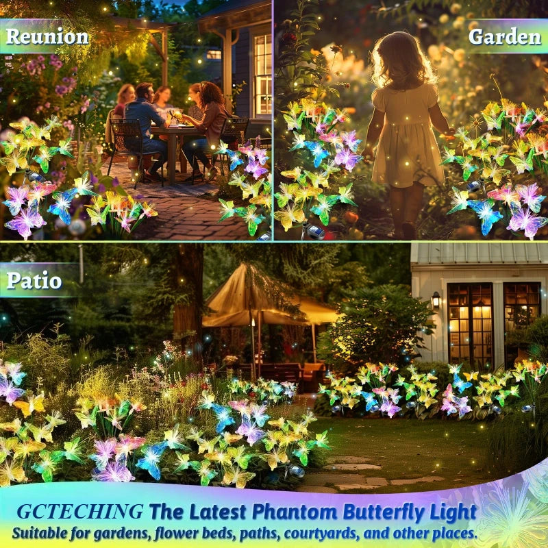 6LEDs Solar-Powered Butterfly Fiber Optic Light - Waterproof Rechargeable Outdoor Garden Decor for Lawn, Yard, and Landscape Vue