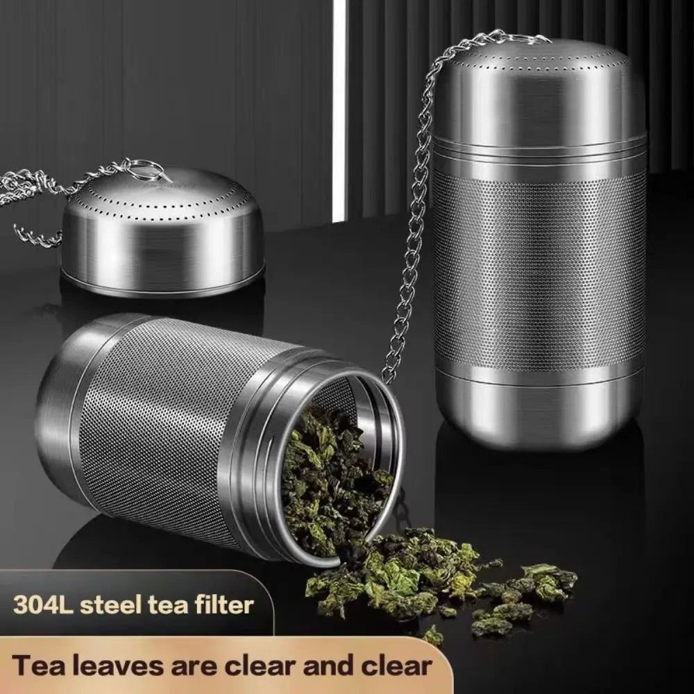 Stainless Steel Tea Infuser Strainer Chain Hook Lid Loose Leaf Tea Steeper Portable Fine Mesh Filter Bags Kitchen Teaware Vue