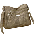 Convenient Multi-pocket Denim Shoulder Bag Smooth Metal Zippers