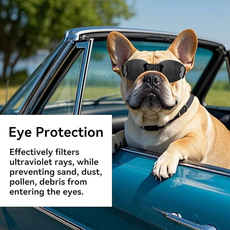 Foldable Dog Goggles for Small to Medium Breed Anti-UV Dog Sunglasses with Adjustable Straps Vue