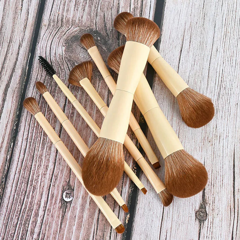 8Pcs Double Ended Makeup Brushes Set Cosmetic Brush Powder Blush Foundation Eyeshadow Eyebrow Brush Face & Eye Makeup Brush Kit Vue