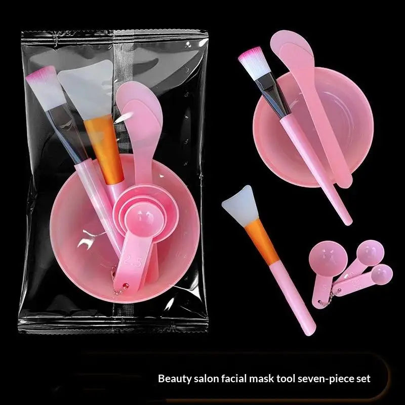 7Pcs DIY Facial Mask Mix Kit Soft Silicone Brush Spoon Spatula Face Mud Bowl Home Beauty Supply Vue