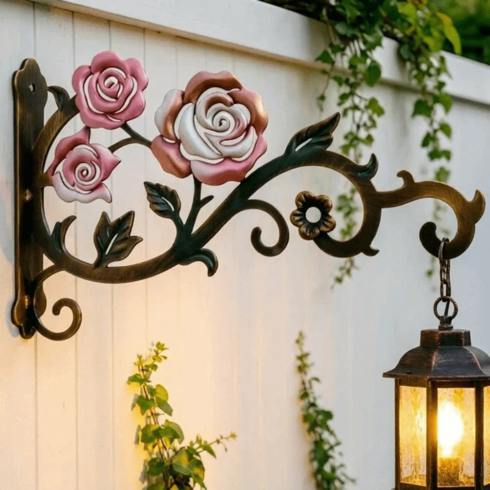 Colorful Hollow Metal Plant Hook Rose Heavy-Duty Flower Basket Hook Rustproof Decorative Outdoor Hanging Hook Balcony Vue