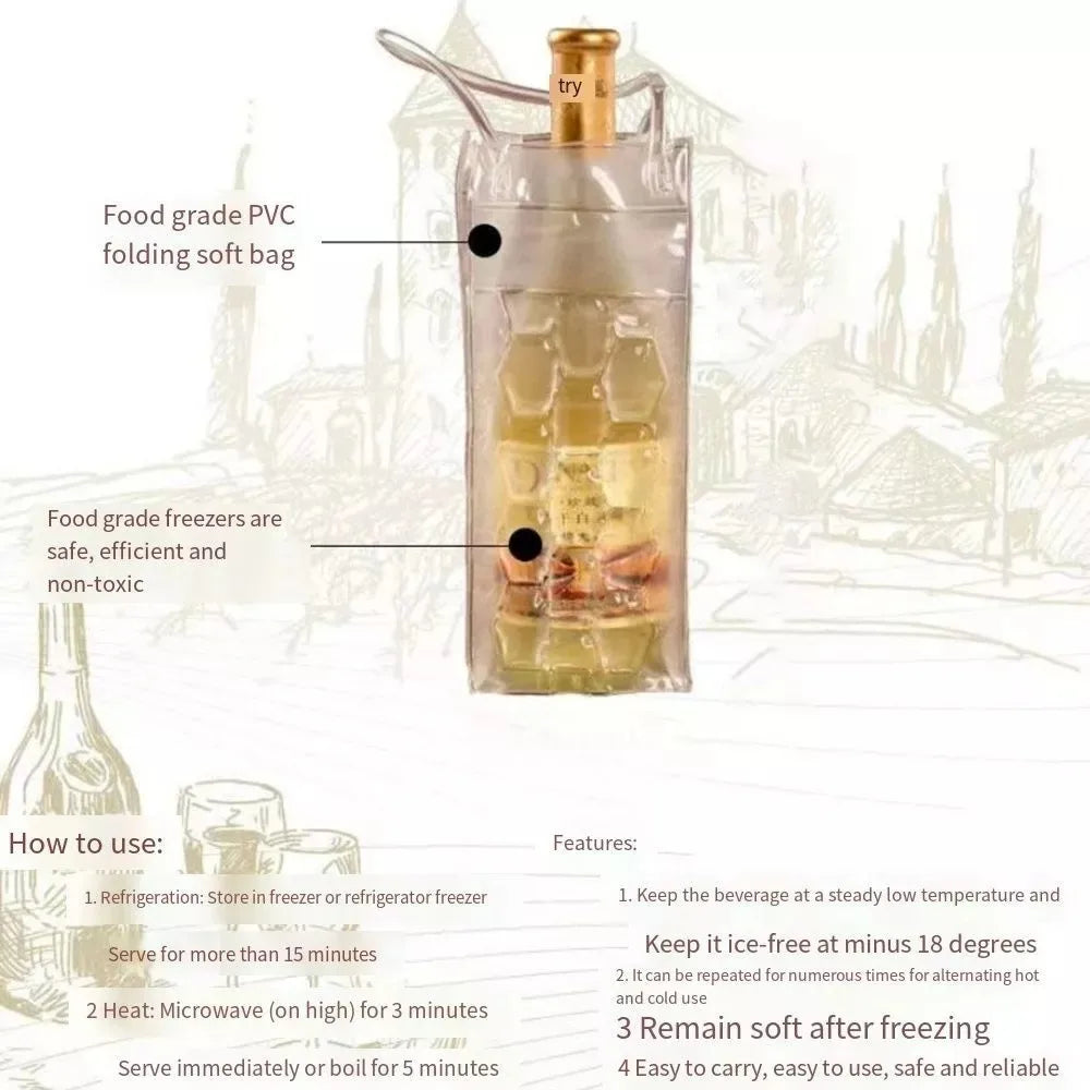Outdoor Beer Iced Tote Bag Practical Portable Wine Bottle Freezer PVC