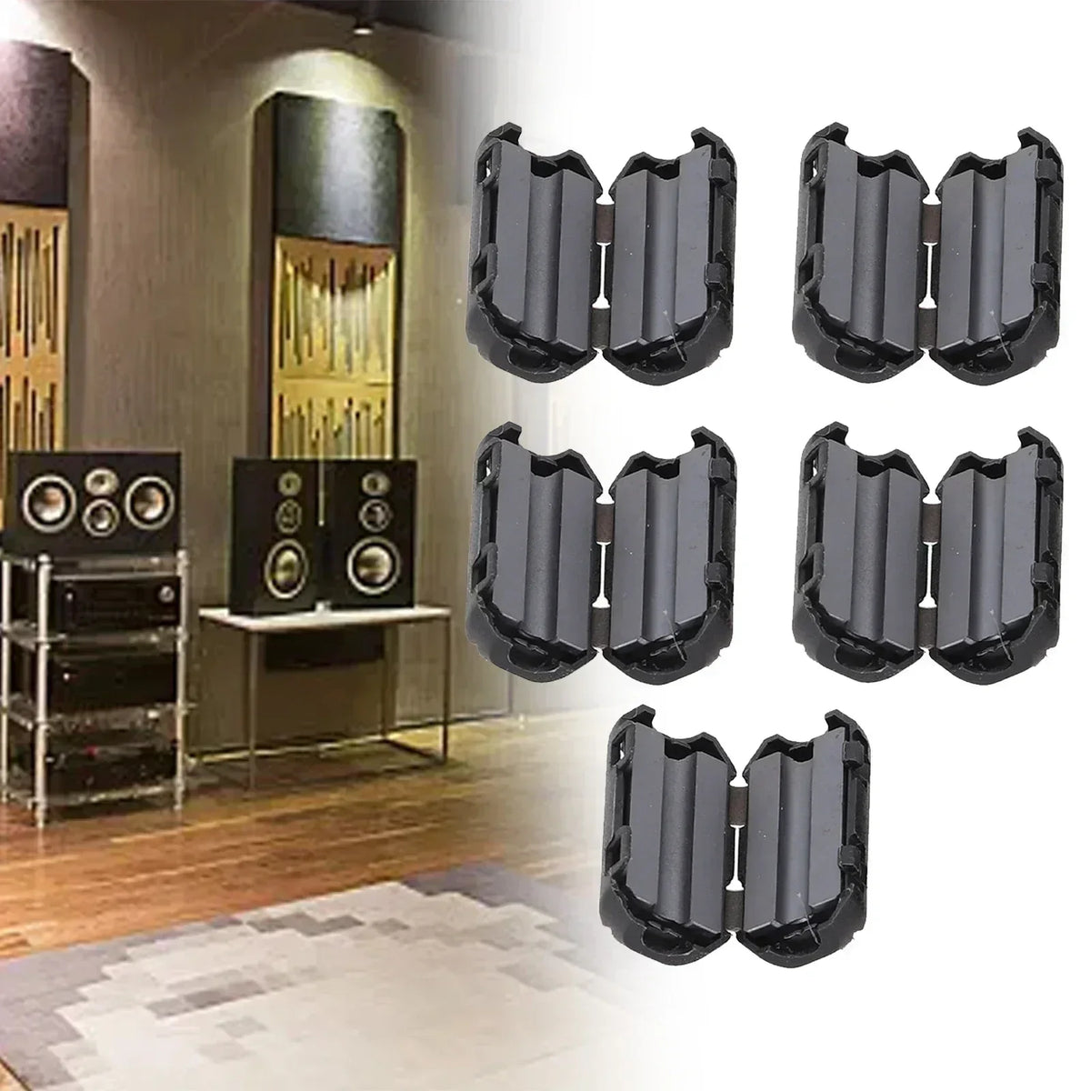 5-Pack Ferrite Bead Clip RFI Noise Filter for USB & Cables Ferrite Noise Filter Vue