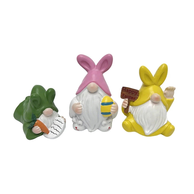 Rabbit Ear Macaron Color Easter Elf Holding Egg Resin Figurine Pastel Table Centerpiece Home Holiday Decor For Kids Women Vue