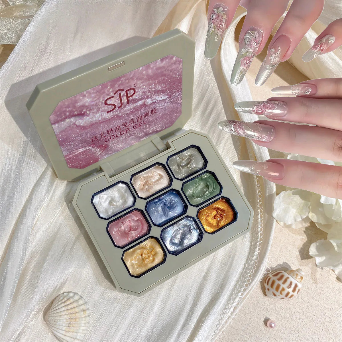 1pc Solid Pearl Cream Oil Painting Gel No Wash Pat Gel Sparkling 3D 9-Color Thick Nail Art Creation Decoration DIY Ins Style Vue