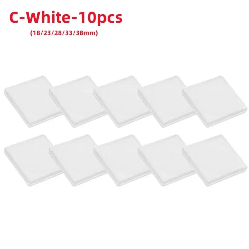 10PCS Plastic Square Coin Holder Capsules Container Coin Transparent Gaine Small Round Coin Collection Boxes Display 16mm-40mm Vue 18 23 28 33 38mm