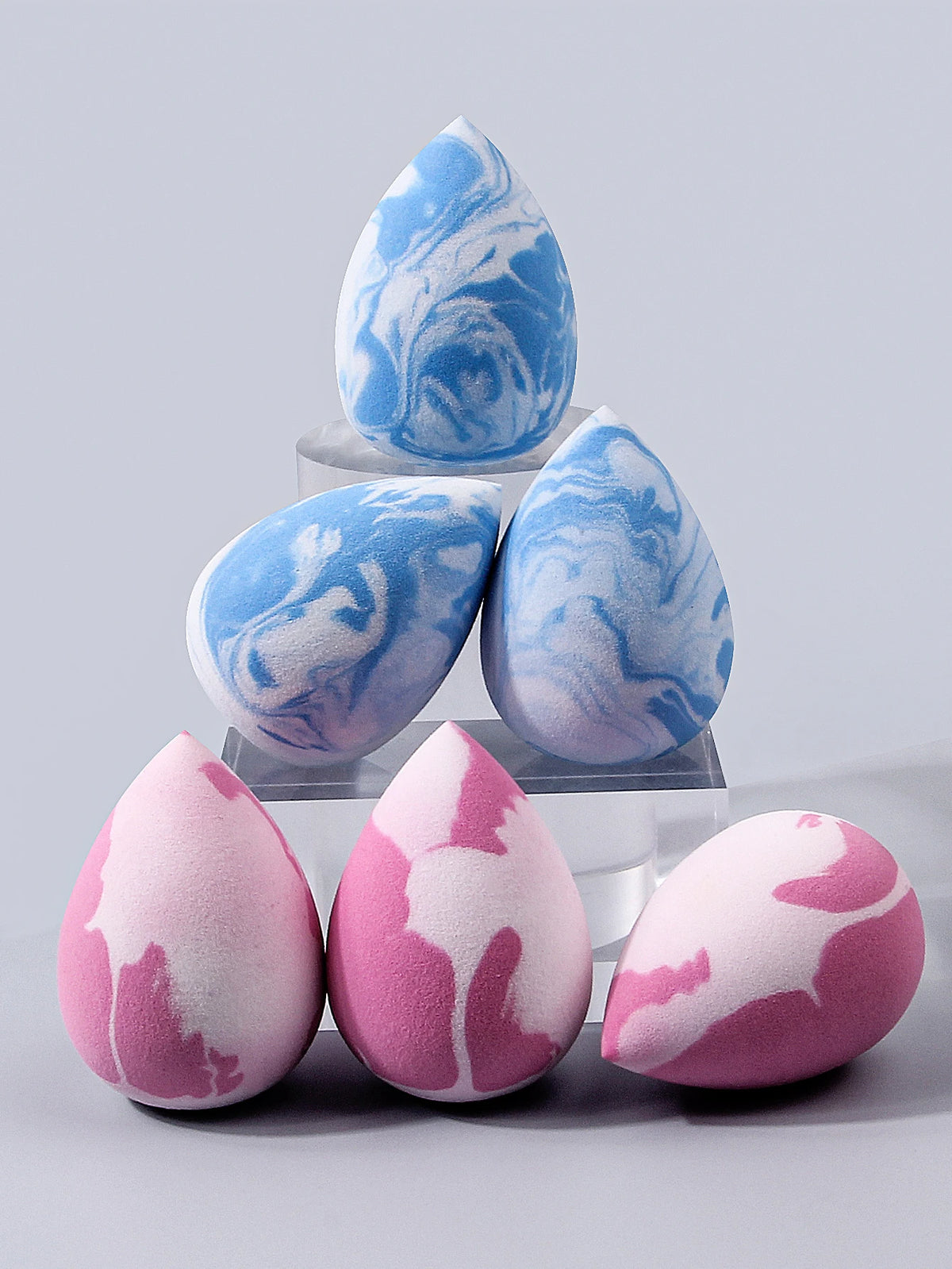 6PCS Ombre Multi-Use Makeup Sponges - Professional Face Blending Tools for Flawless Liquid/Powder & Color Cosmetics Vue