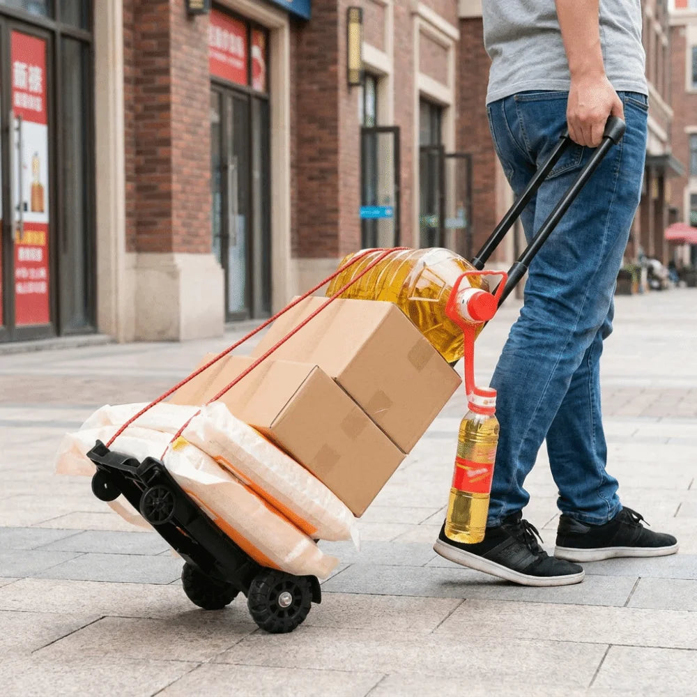 Stable 2/4 Wheel Folding Hand Truck Retractable Labor-Saving Luggage Cart Movable Strong Load-Bearing Trolley Truck for Home Vue