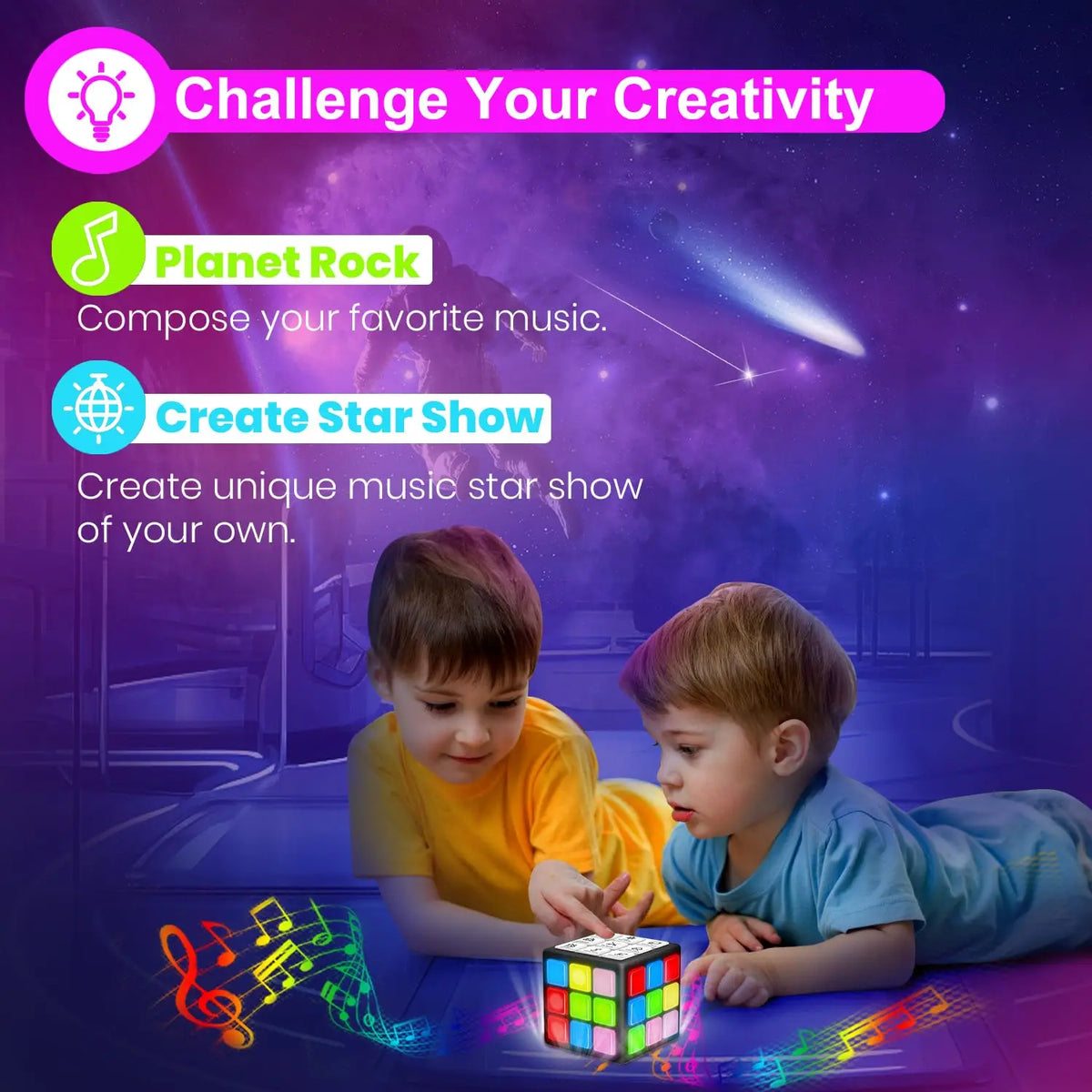 Rechargeable Handheld Cube with Games - 15 Fun Brain & Memory Games with Score Screen for Kids Teens - Gifts for Boys Girls Vue