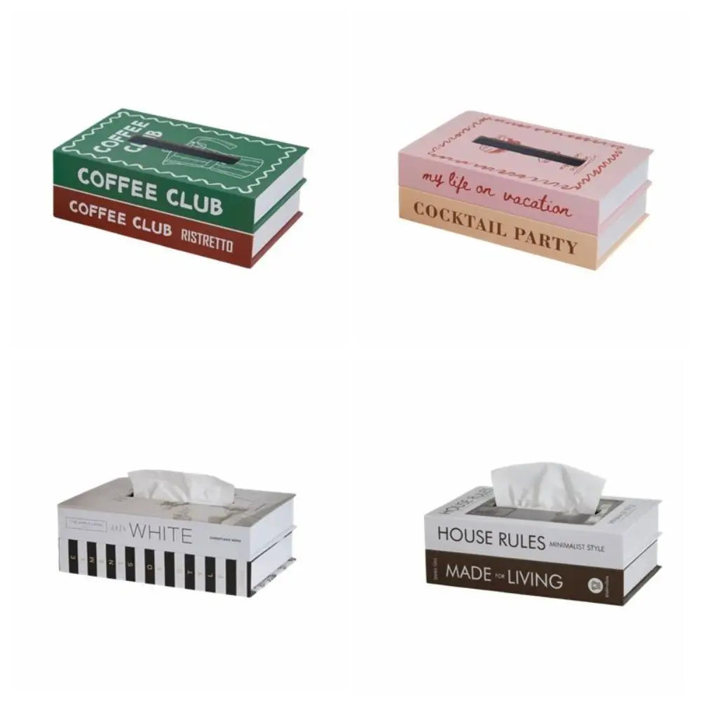 Retro Luxury Book Style Tissue Box Ornaments Container Storage Box Double Layer Decoration Napkin Holder Case Bedroom Vue