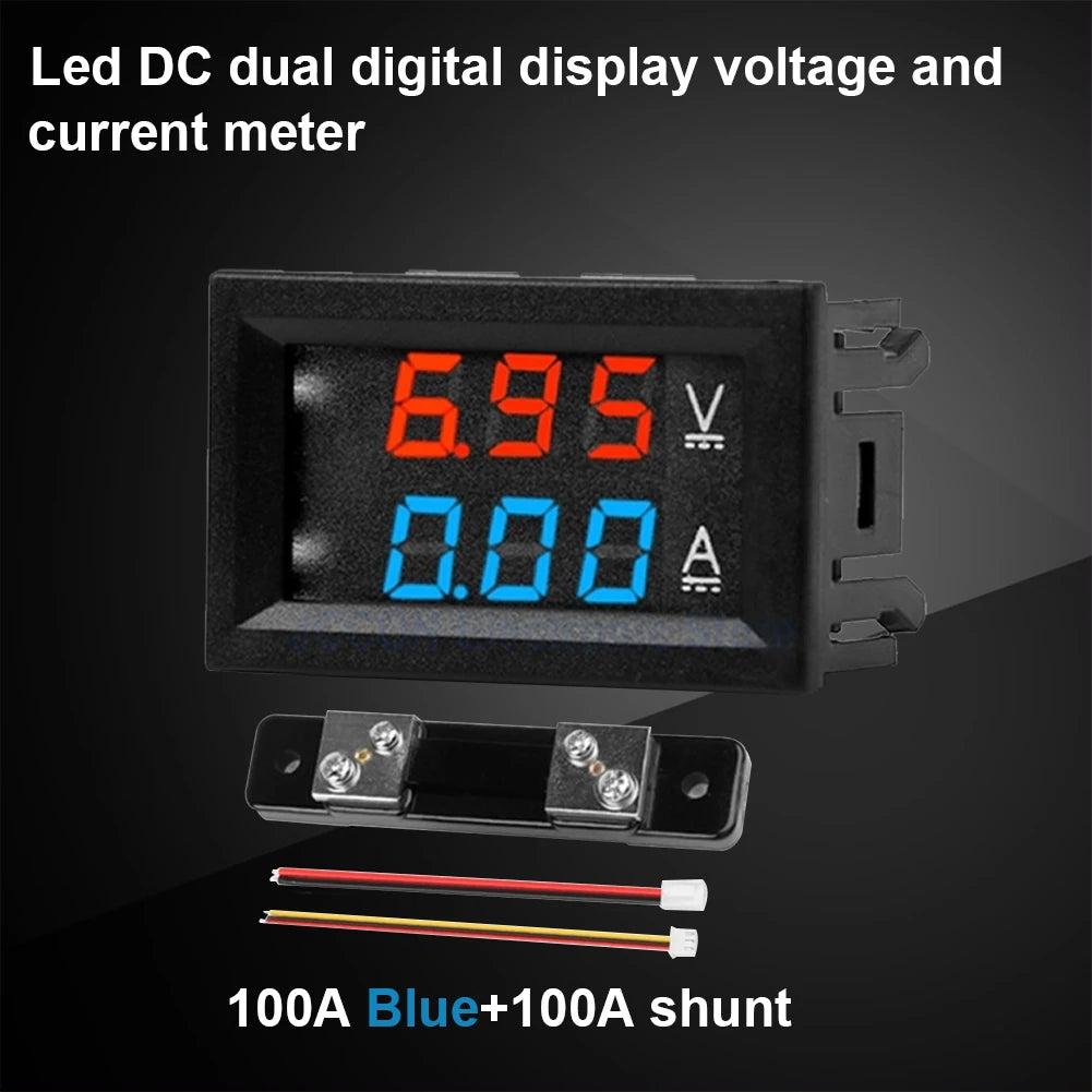 2-in-1 Digital Voltmeter Ammeter Panel DC 0-100V LED Display Digital Panel Meter Vue
