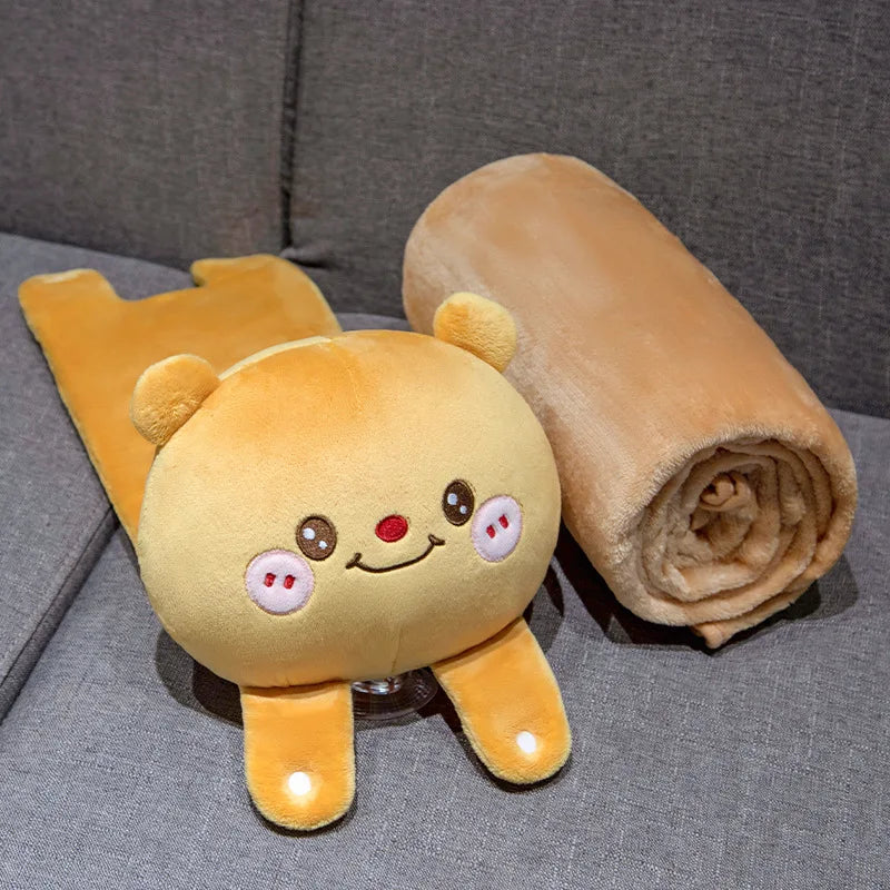 2 in 1 Capybara Panda Pillow Blanket Plush Roll,Kawaii Stuffed Pillow Warm Lap Throw for Office Nap Soft Gift for Girls Kids Vue