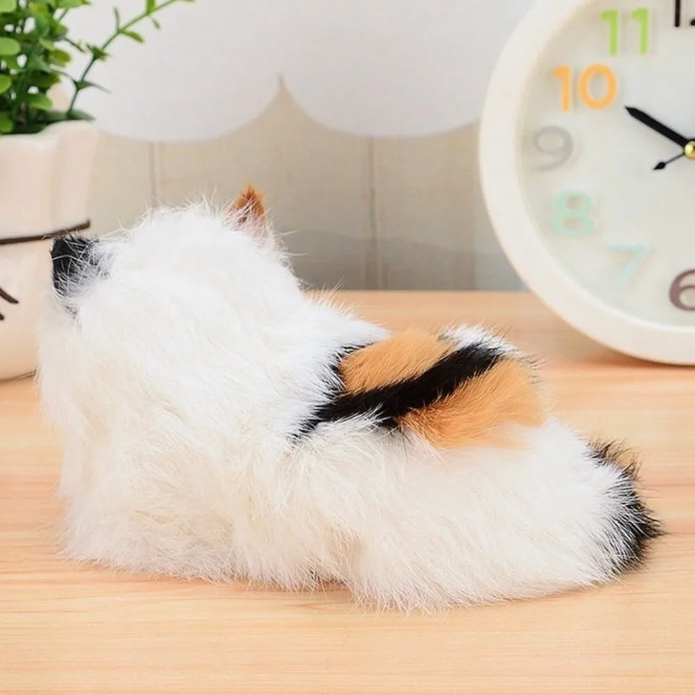Cute Cozy Fluffy Plush Cat Ornaments Long Hair Soft Simulation Cat Doll Cartoon Desktop Decoration Home Decor Vue
