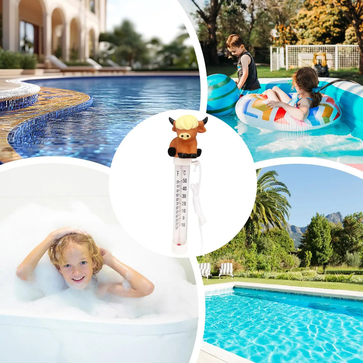 Floating Pool Thermometer, Large Easy Read Temperature Gauge, Funny Swimming Pool Temp Monitor for Outdoor Backyard Pond Spa Vue