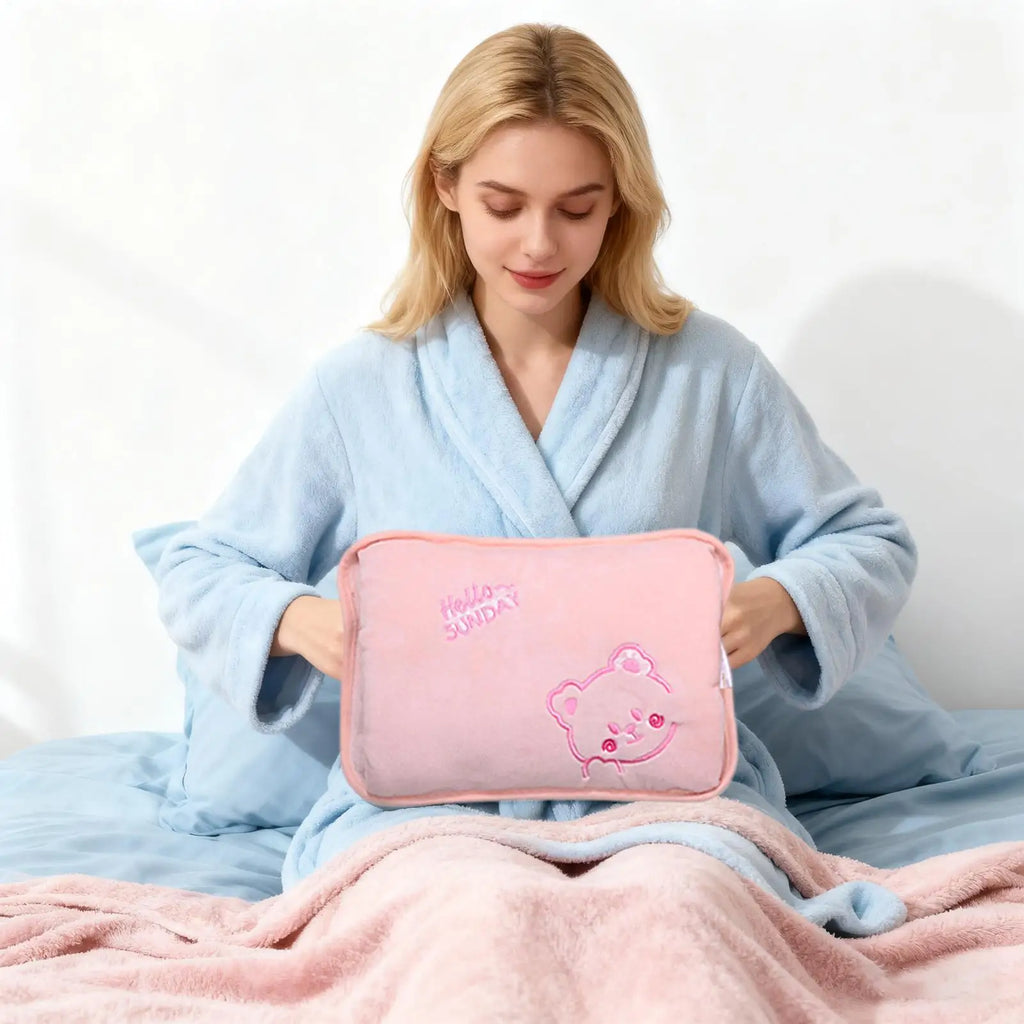 Hot Water Bottle Rechargeable Leak-Proof Hand Warme Hot Water Bag with Soft Cover for Period Cramps Muscles Neck Legs Belly Body Vue